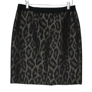 ANN TAYLOR sz sz 6 Skirt Animal Print Short Wool Blend Lined Mesh Overlay